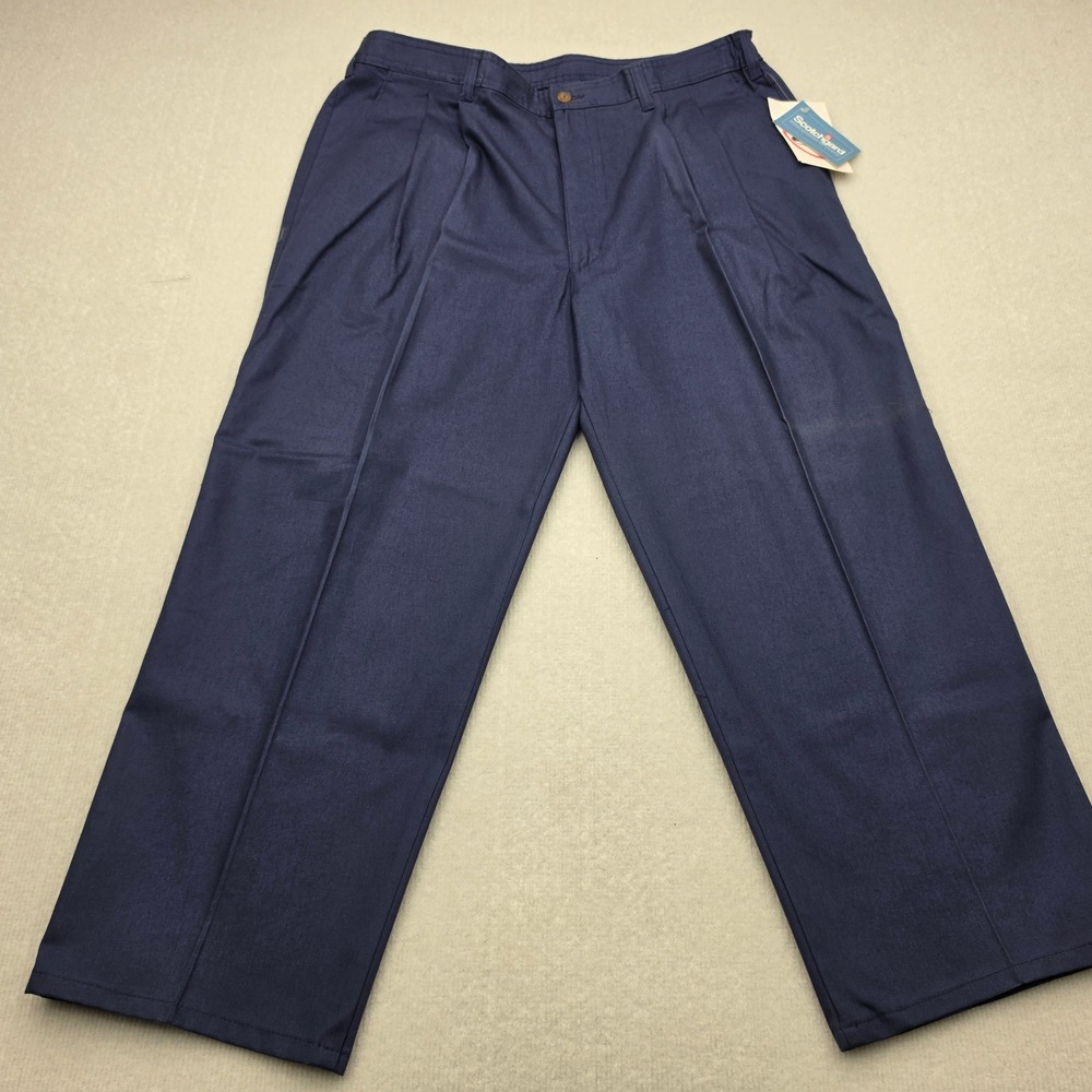 NWT Anchor Bay Pants Men 40x26 Navy Pleated Cotton Canvas Relaxed Fit Workwear